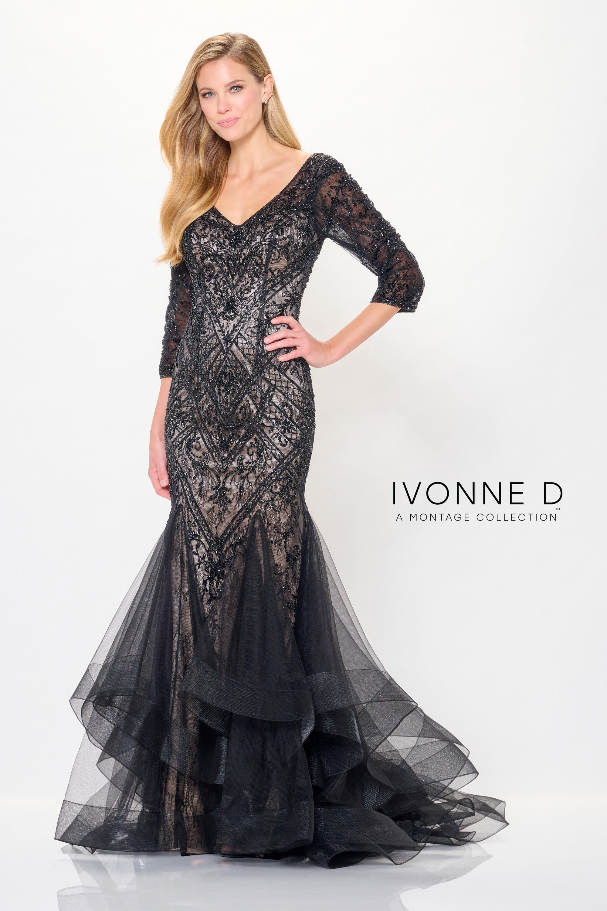 Ivonne D Mother of the Bride 4 / Black/Nude Ivonne D: ID6210