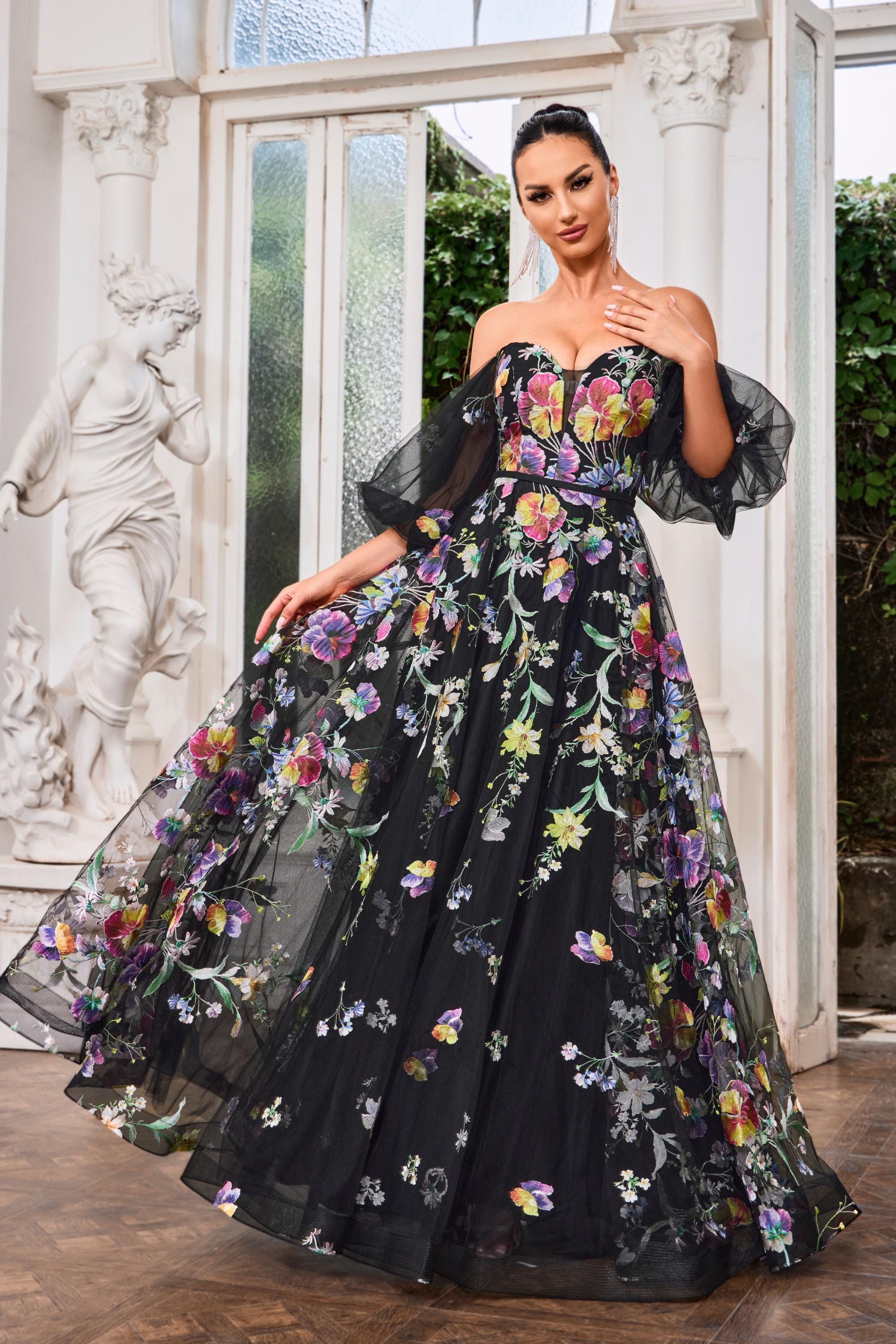 Jadore Evening Dress 4 / Black/Multi Jadore: J24047