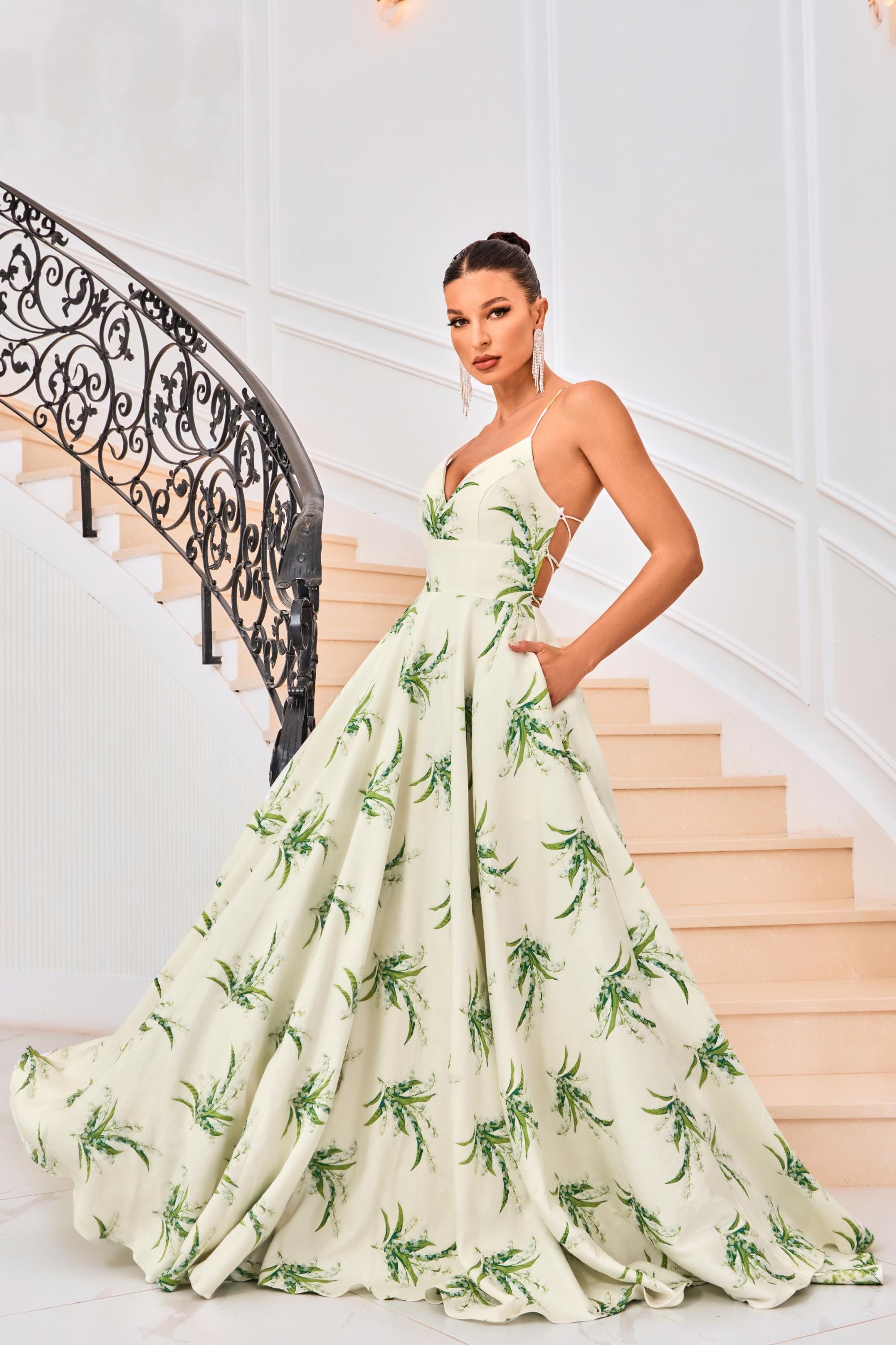 Jadore Evening Dress 4 / Green Print Jadore: J24052