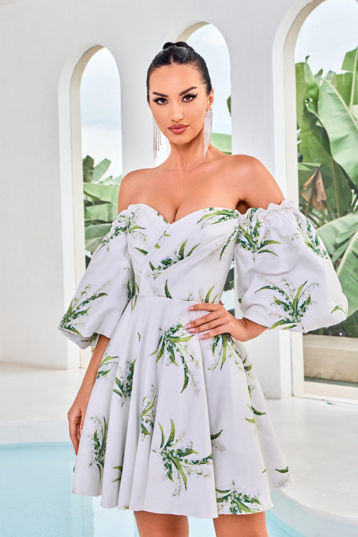 Jadore Evening Dress 4 / Green Print Jadore: J24095