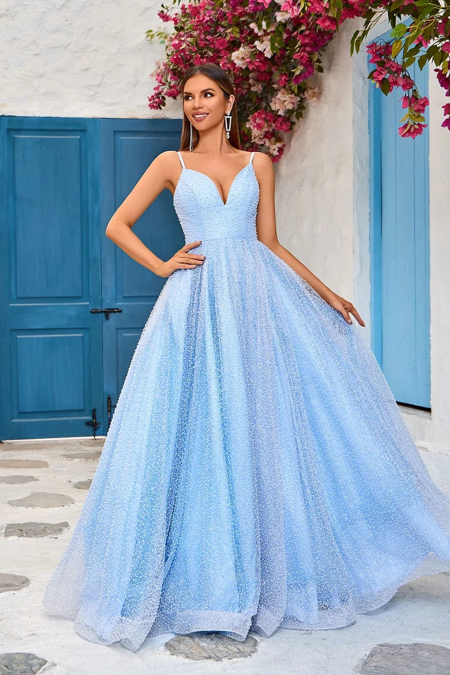 jadore evening dresses J'Adore Dresses J25010 - Long Glitter Chiffon A-Line Dress