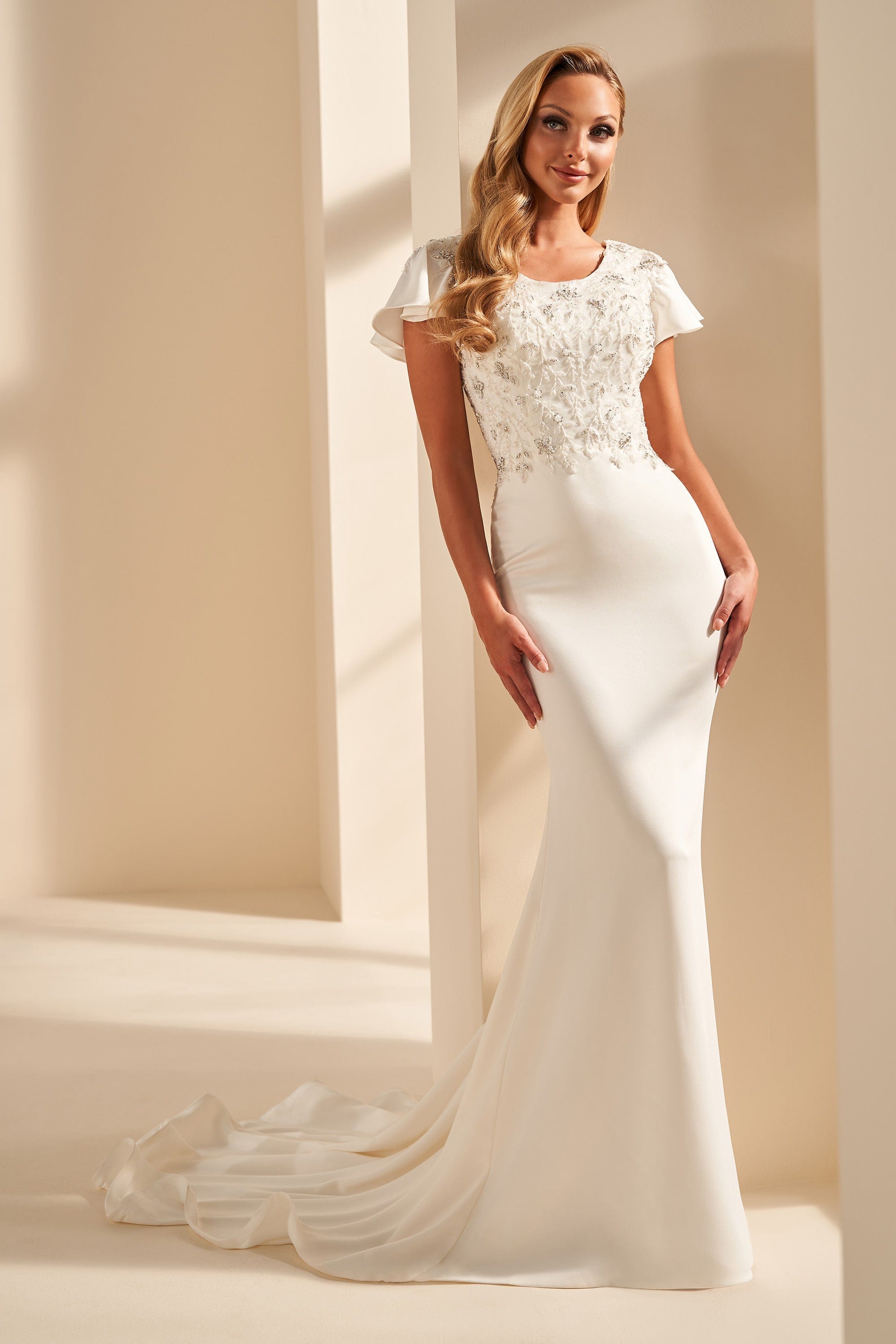 Modest by Mon Cheri Wedding Dress 0 / Diamond White Modest by Mon Cheri: MOD1805