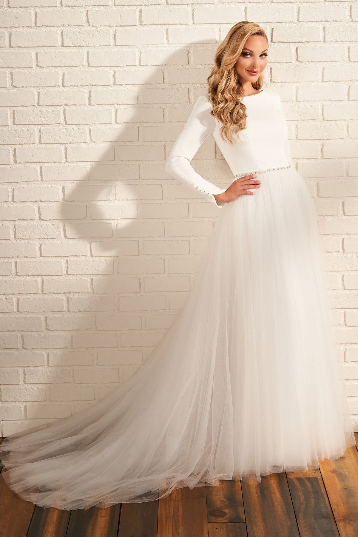 Modest by Mon Cheri Wedding Dress 0 / Ivory Modest by Mon Cheri: MOD215