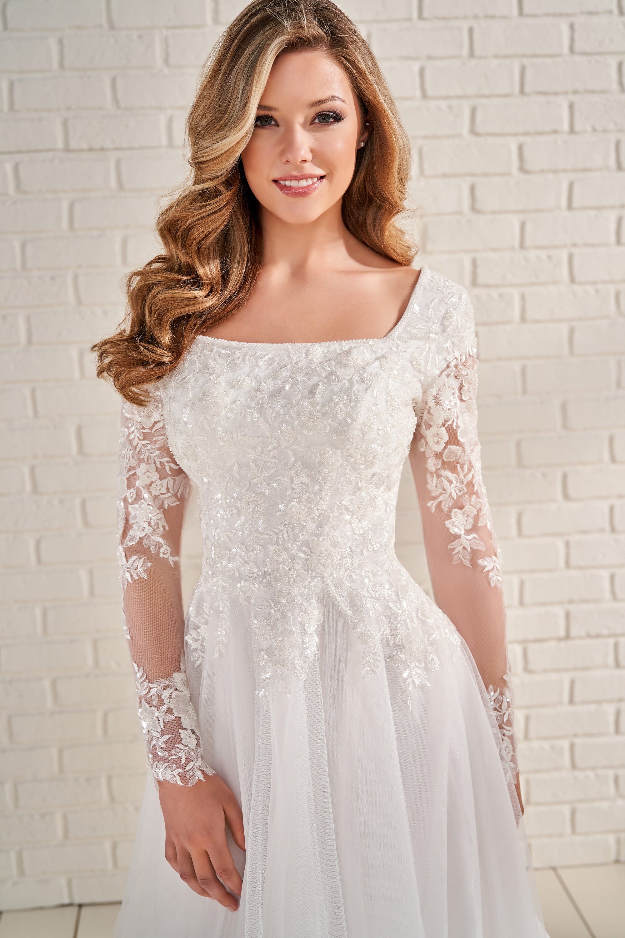Modest by Mon Cheri Wedding Dress 0 / Diamond White Modest by Mon Cheri: MOD956