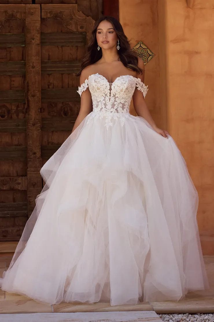 Pretty One Shoulder Appliques Tulle Wedding Dress Elegant, 57% OFF