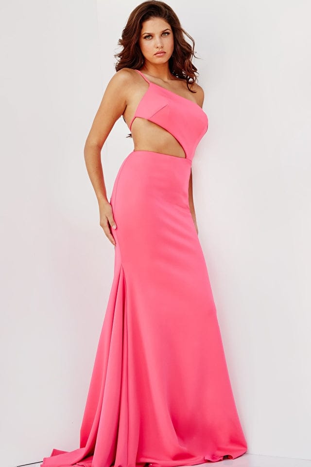 Jovani Prom Jovani 000273 Cerise Fitted Cut Out Prom Dress
