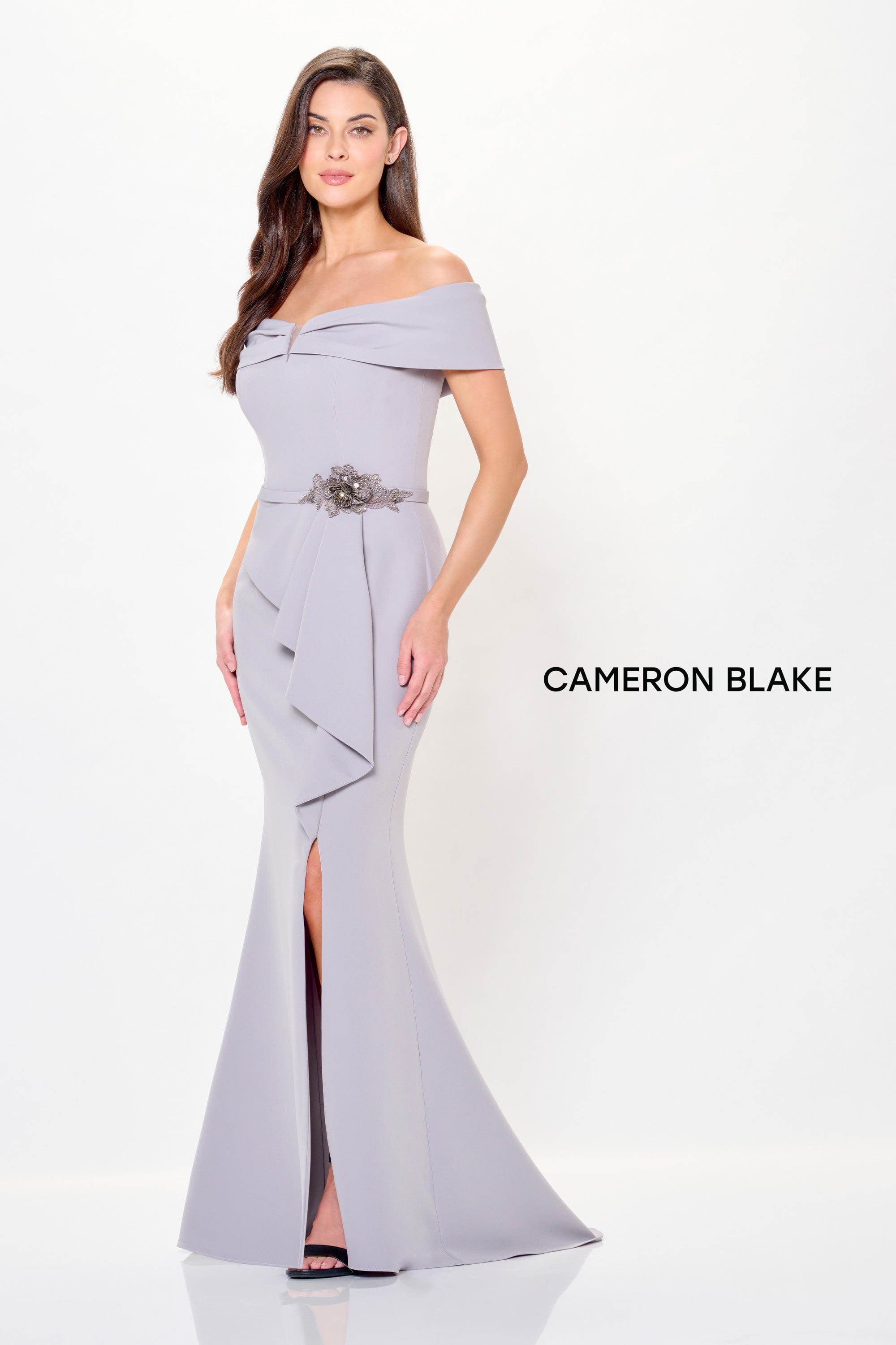cameron blake bridesmaid dresses Cameron Blake by Mon Cheri CB146 Satin Off Shoulder Dress