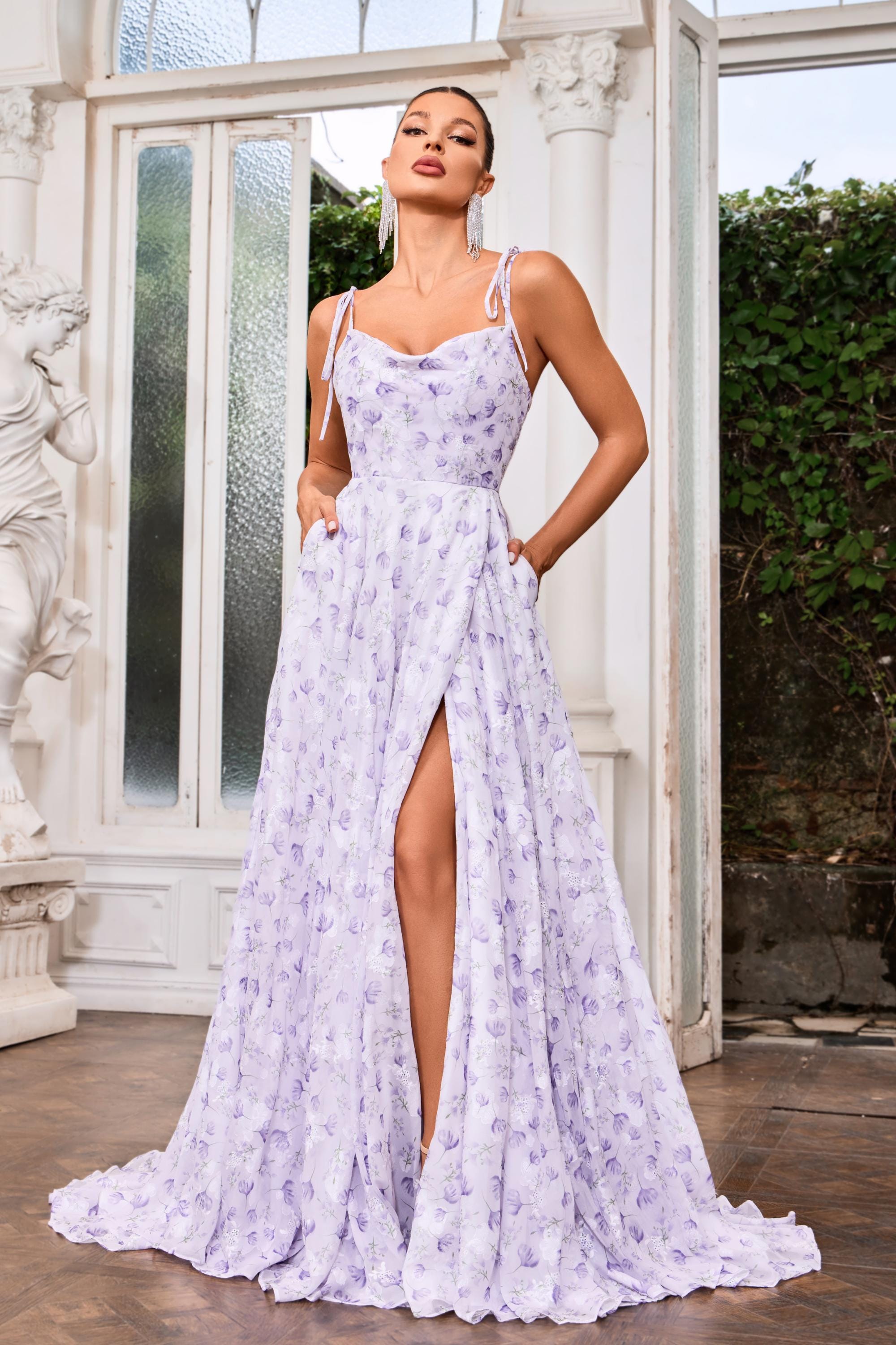 Jadore Evening Dress 4 / Purple Print Jadore: J24017