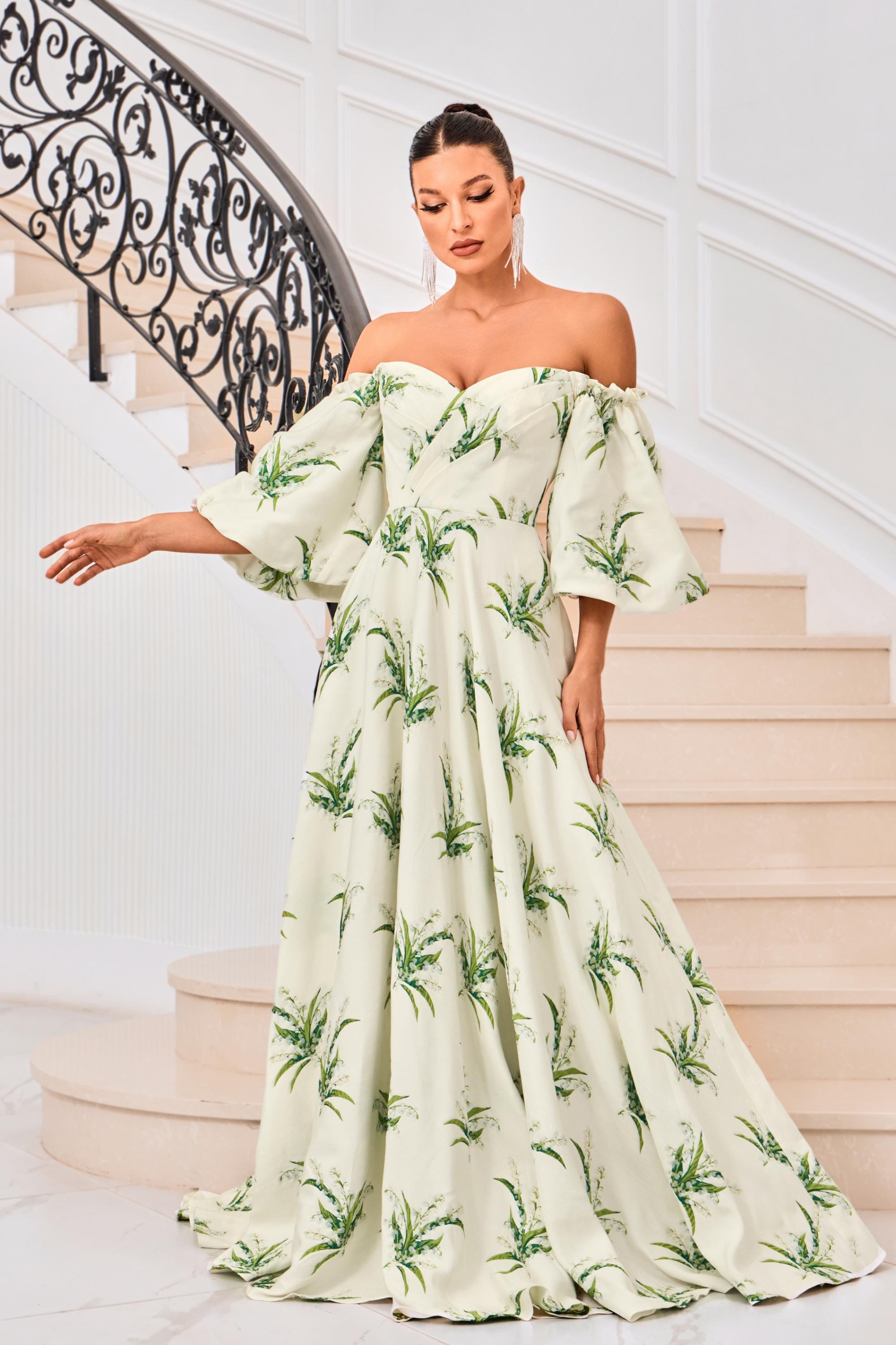 Jadore Evening Dress 4 / Green Print Jadore: J24053