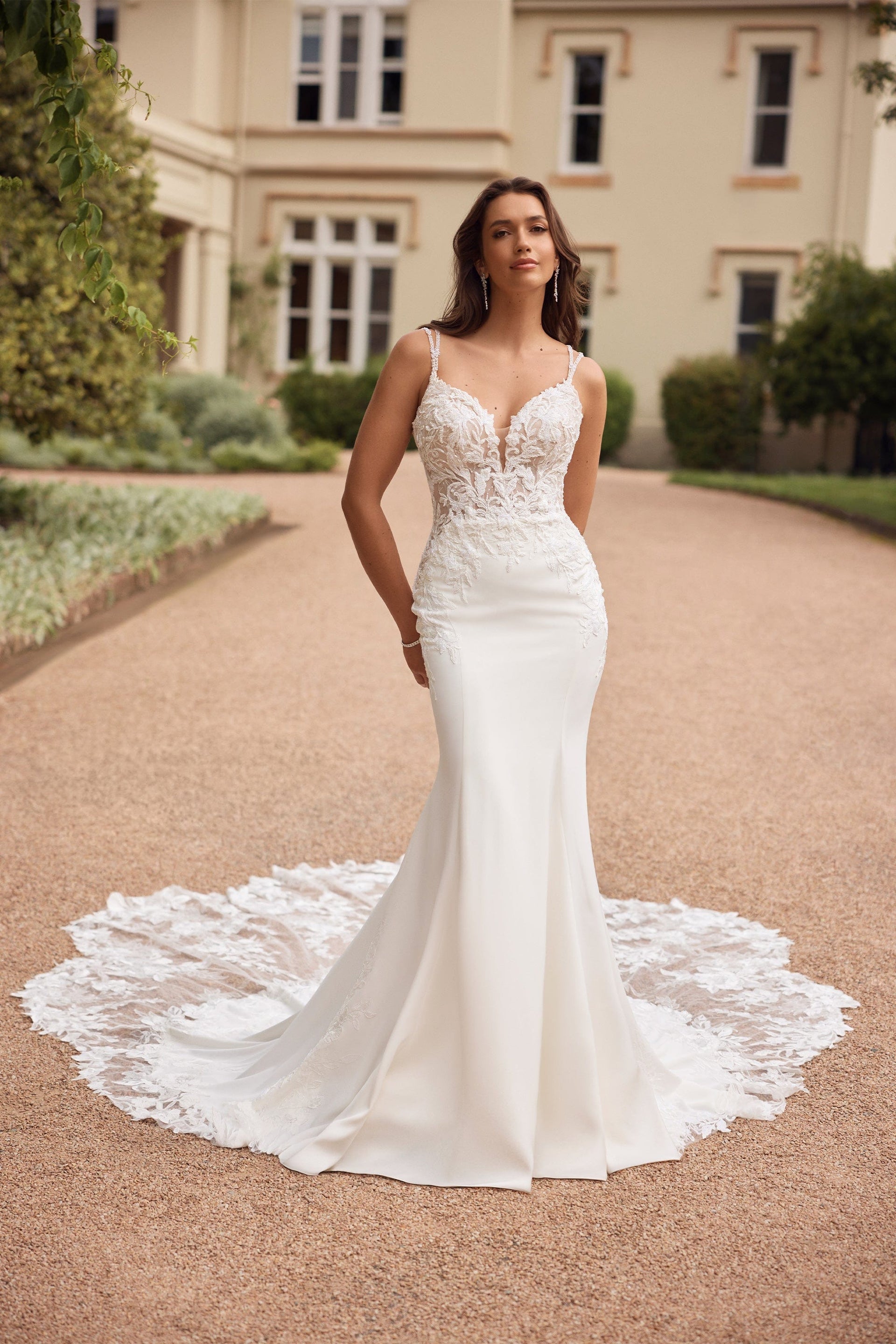 schiffli lace wedding dress Sheath Wedding Dresses
