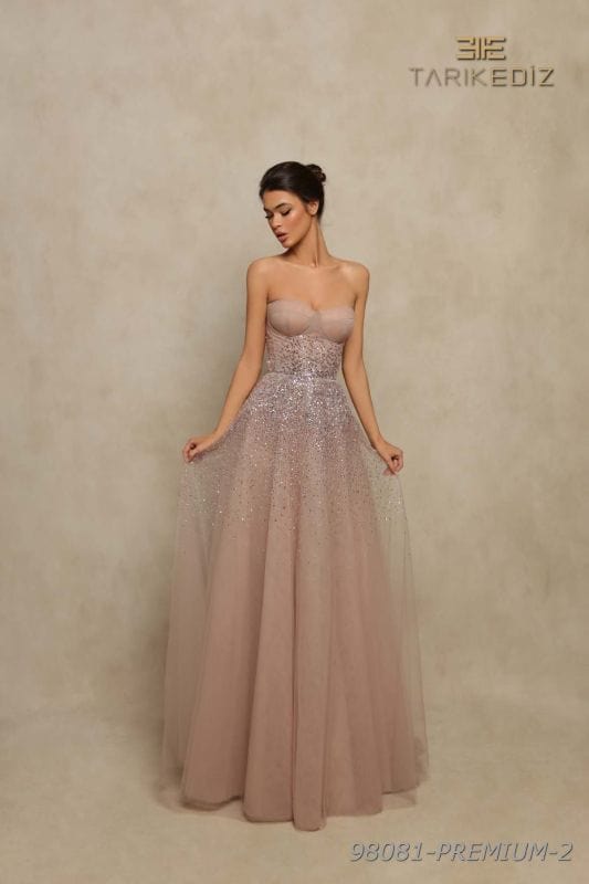 Tarik Ediz Evening Dress 8 / Powder Tarik Ediz: 98081 (Clearance)