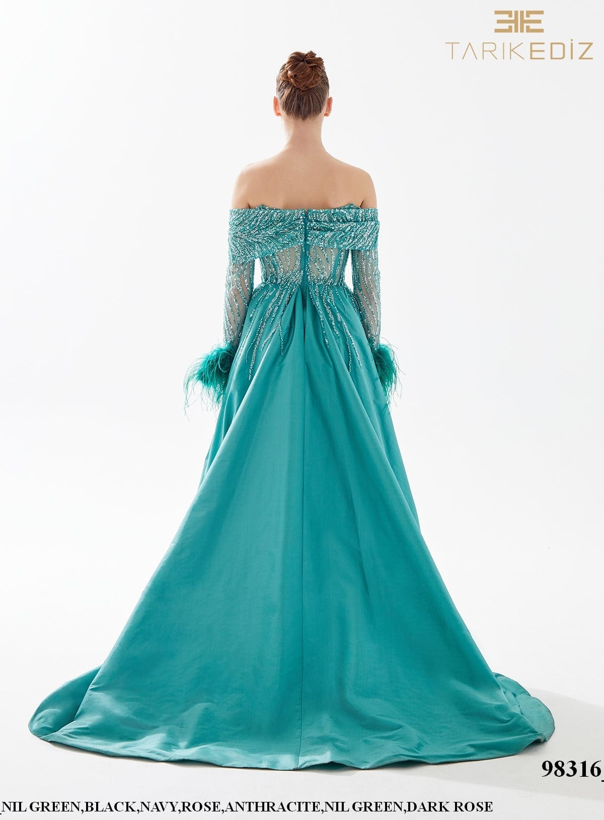 Tarik Ediz Evening Gown Green