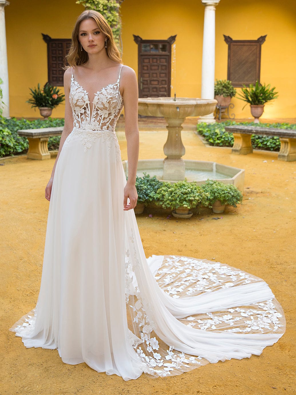 Wedding dress lace top best sale plain bottom